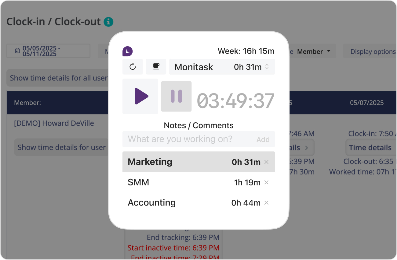 Time and attendance monitoring