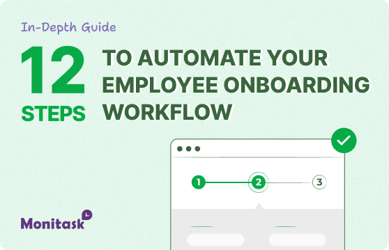 Illustration showing twelve steps to automate your employee onboarding workflow