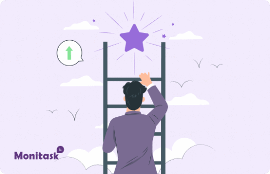 Monitask. Illustration on How to motivate remote employees