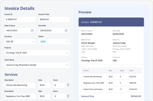 Screenshot of Integrated Invoicing and Workflow Optimization