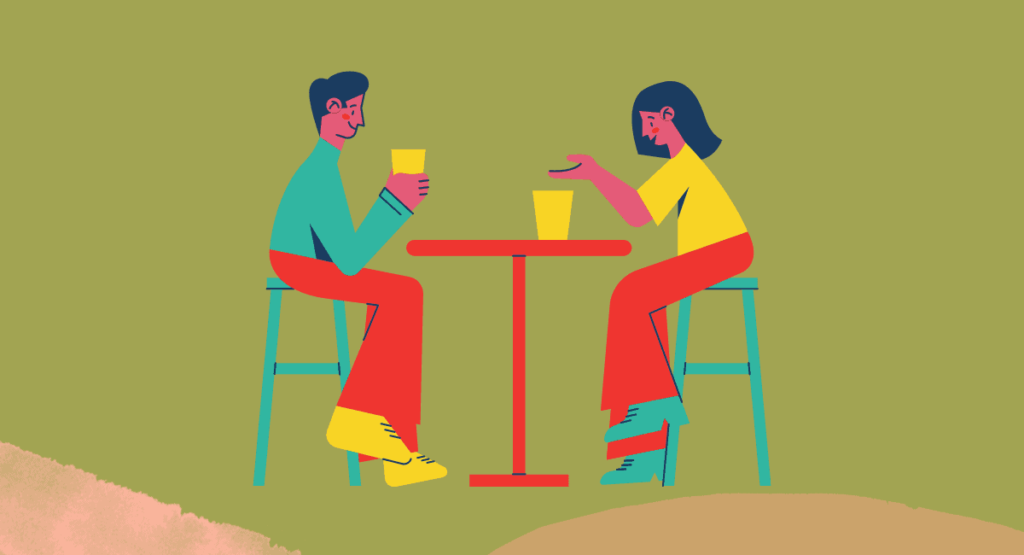 Illustration of people talking about management skills