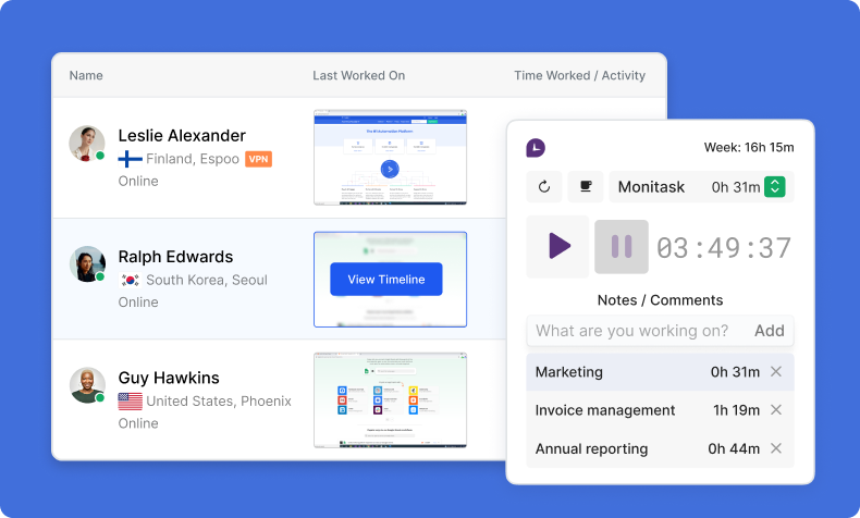 Screenshot of Monitask New Interface.