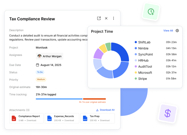 Monitask. Screenshot of Time Tracking Software for Accountants