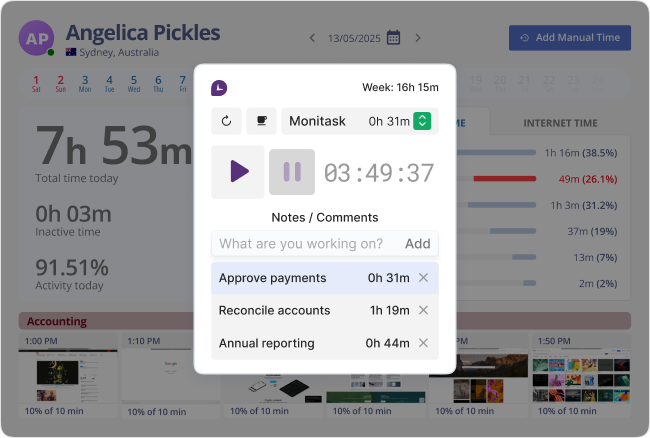 Screenshot of Simple Start-and-Stop Time Tracking for Accurate Billing