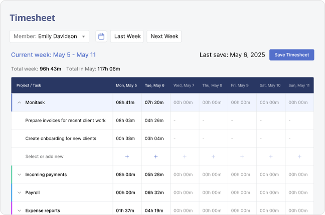 Professional Reports and Easy Timesheet Exporting