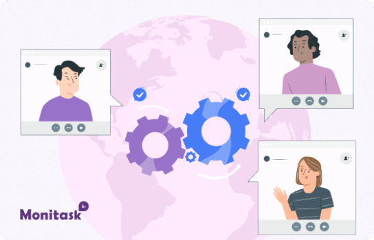 Monitask. Illustration on Mastering Virtual Team Management: Guide to Leading Remote Teams